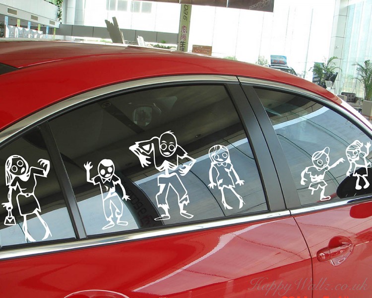 Zombie Family Stick Figures Car Decals